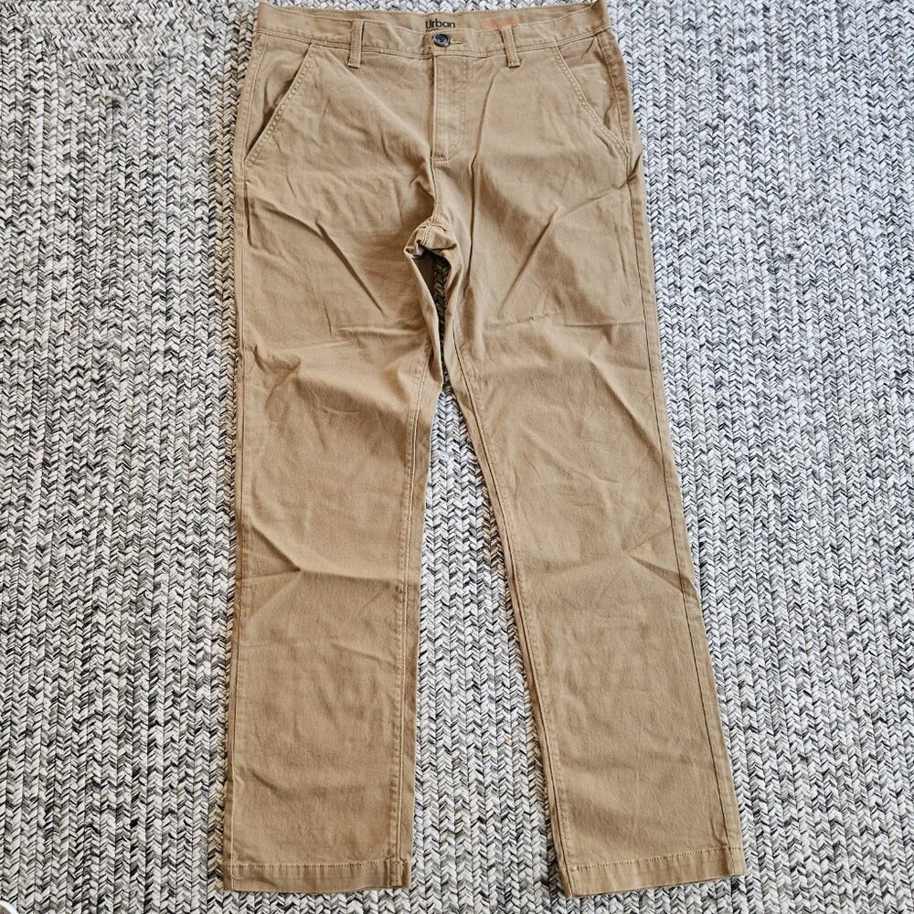 Urban Pipeline Super Flex Pants Mens 34x32 Light Brown Slim Straight 98% Cotton